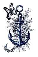 Celtic knot with navy anchor and butterfly tattoo design idea