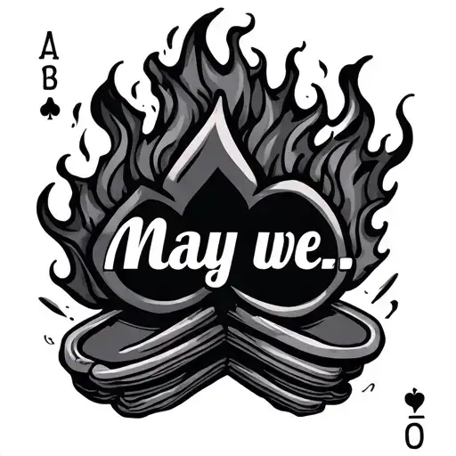 "“May we …..”" ace cards on fire rising tattoo design idea