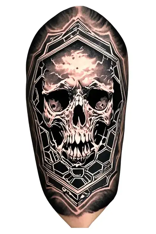 hexagon pattern inspired love hate tattoo design idea