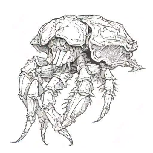 hermit crab using a badger skull as a shell tattoo design idea