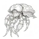 hermit crab using a badger skull as a shell tattoo design idea
