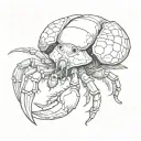 hermit crab using a badger skull as a shell tattoo design idea