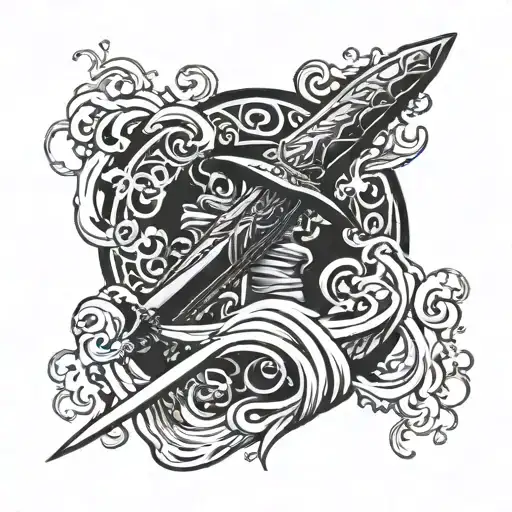 whirlpool with great sword and symbol from berserk the anime   tattoo design idea