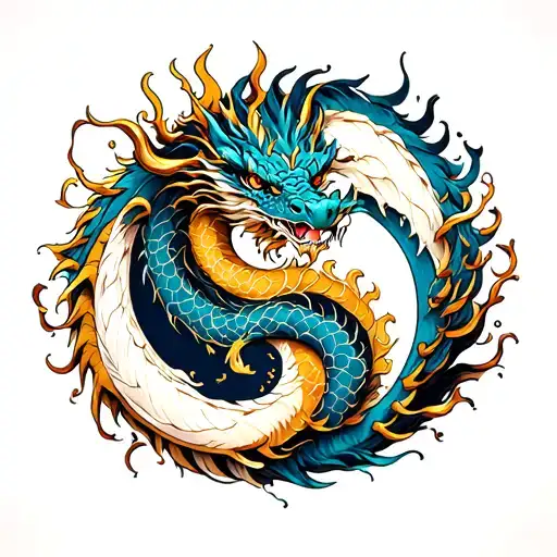 dragon yin yang design incorporating elements tattoo design idea