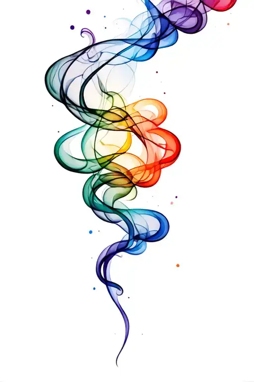 the story of life in colored smoke tattoo design idea