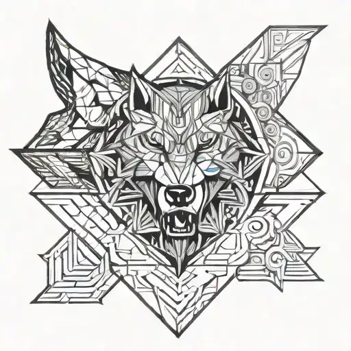 viking wolf howling moon tattoo design idea