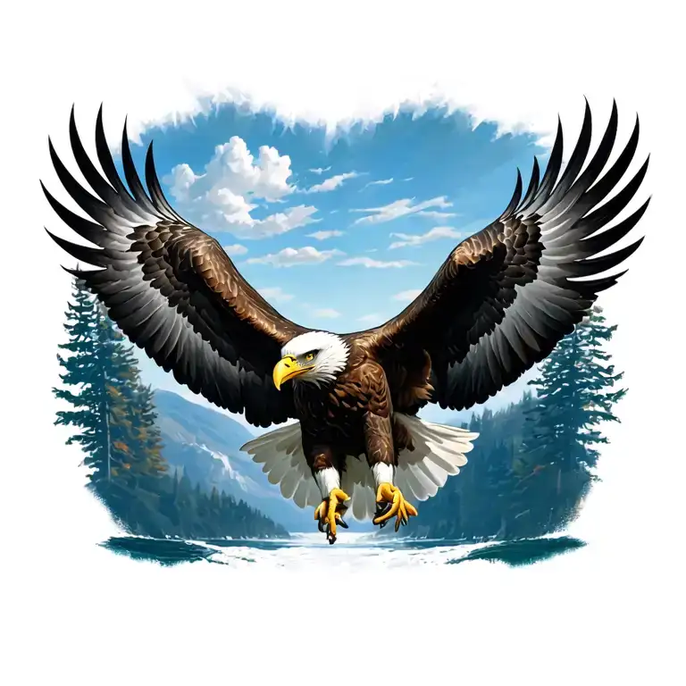 bald eagle soaring tattoo design idea