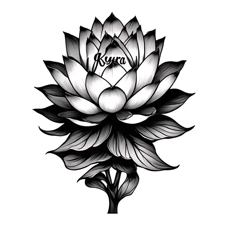 A lotus flower with the name Kyra incorperated somehwhere but not obvious tattoo design idea
