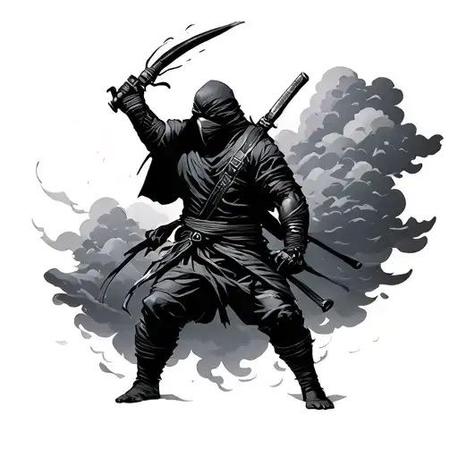 Dark clouds that go with a dark ninja tattoo design idea