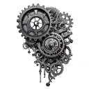 steampunk inspired mechanical gears with filigree  tattoo design idea
