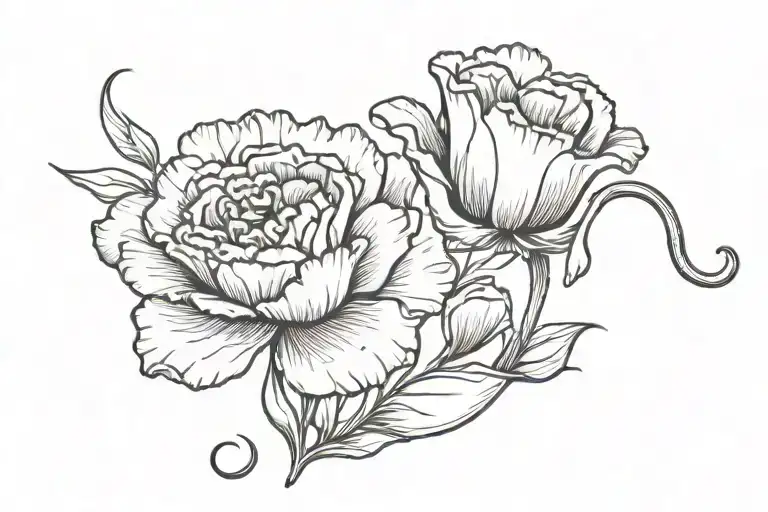 Fishing Hook with Carnation Flower tattoo design idea