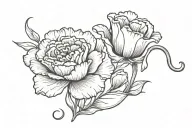 Fishing Hook with Carnation Flower tattoo design idea