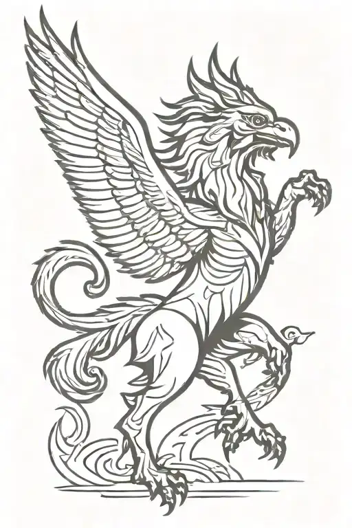 gryphon dancing tattoo design idea