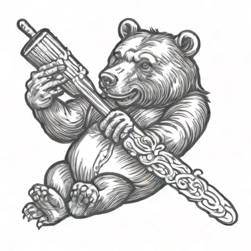 Bear eats honey tattoo design idea