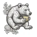 Bear eats honey tattoo design idea