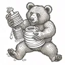 Bear eats honey tattoo design idea