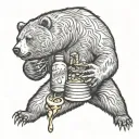 Bear eats honey tattoo design idea