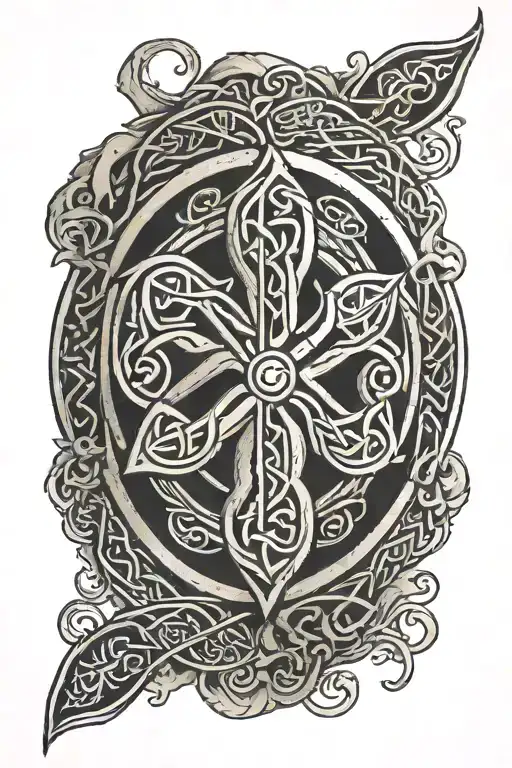 Celtic tattoo for right arm with protection rune tattoo design idea