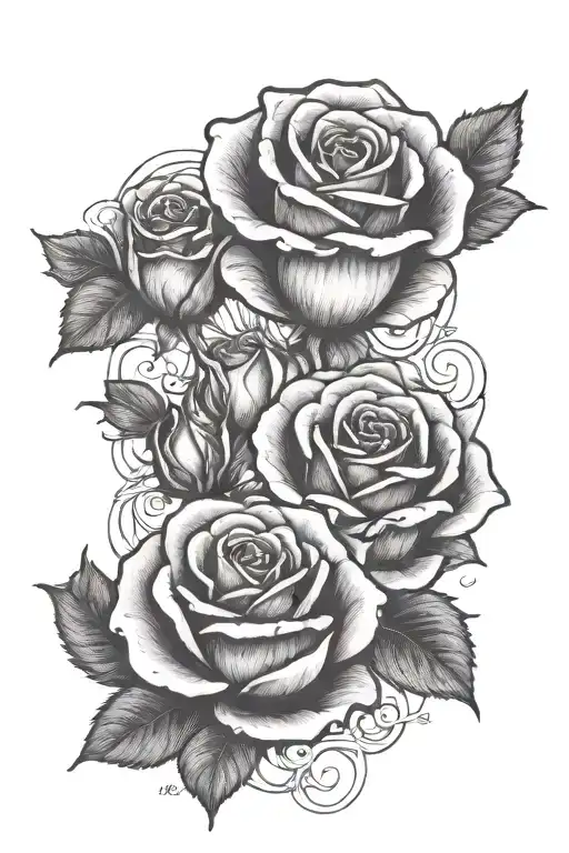 Names "Jonas and Ysa" with a rose growing tattoo design idea