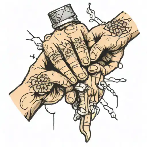 3 freinds doing a pinky promise tattoo design idea