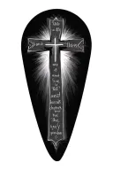 triple crosses horizontal with bible verse mathew 6:14 tattoo design idea