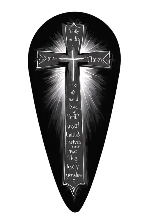 triple crosses horizontal with bible verse mathew 6:14 tattoo design idea