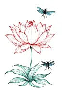 whimsical lotus flower and a firefly insect tattoo design idea