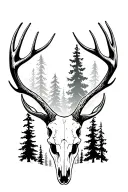 elk skull forest filled tattoo design idea