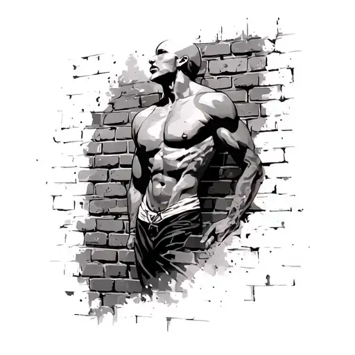 brick wall hard body tattoo design idea