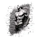 brick wall hard body tattoo design idea