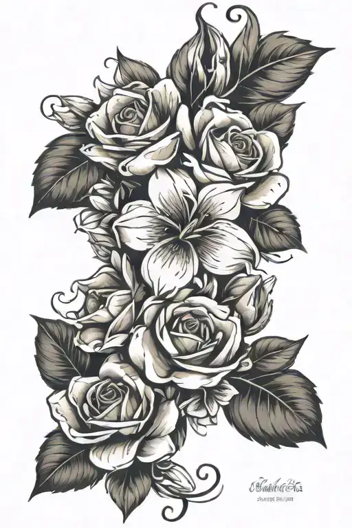 Dainty flowers wrapped tattoo design idea