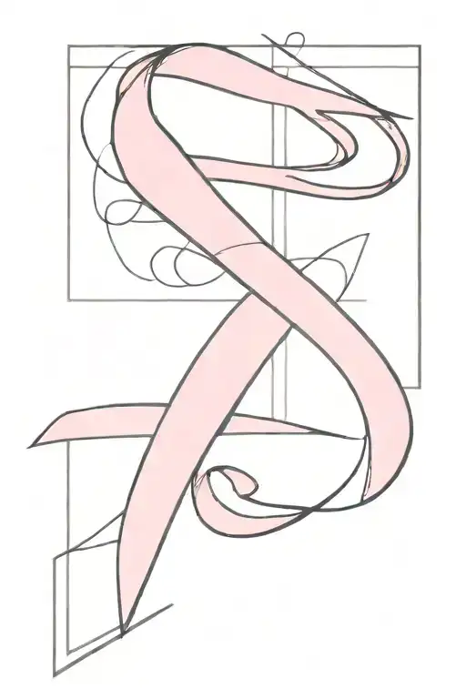 pink ribbon and letter E tattoo design idea