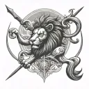 barbados trident  lion ovo tattoo design idea