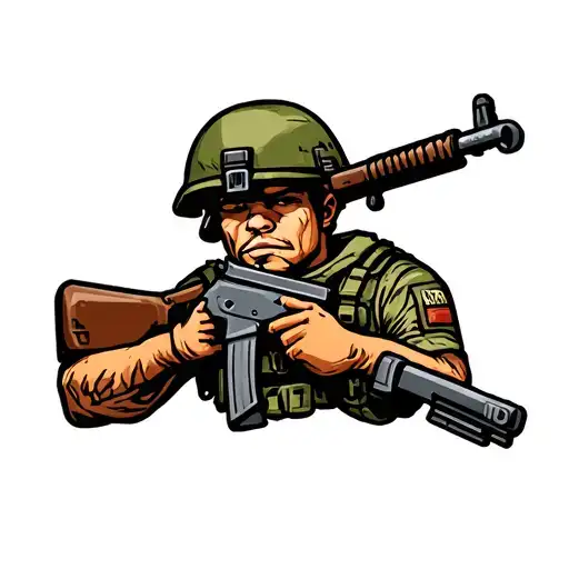 cartoon soldier with ak47 tattoo design idea