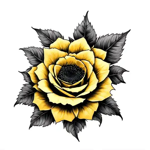 sunflower yellow rose tattoo design idea