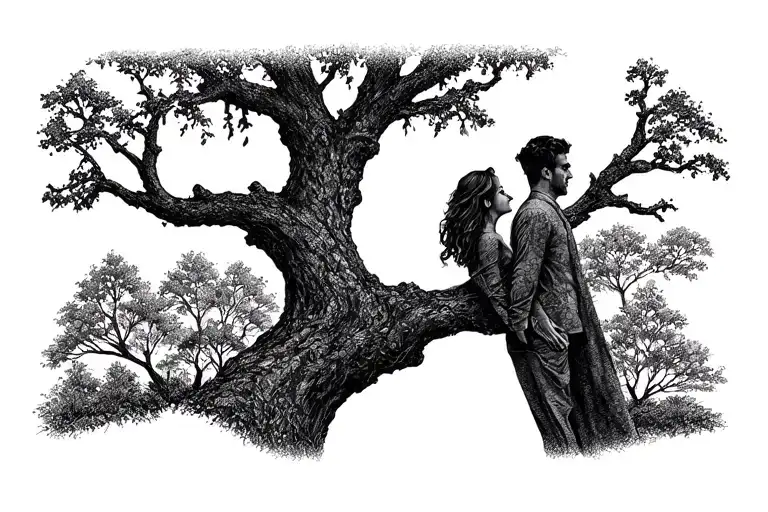 father boyfriend tree memorial tattoo design idea