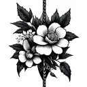arrow with cherry blossm flower chain wrapped arround shaft tattoo design idea