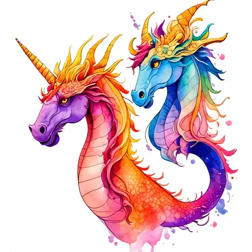 dragon and unicorn full body tattoo design idea