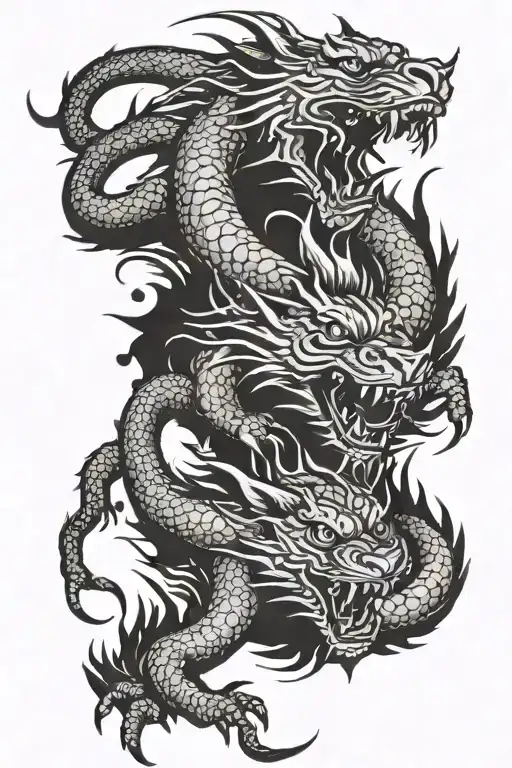 dragon and tiger crossing tattoo design idea