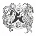 aries and pisces sign tattoo design idea