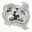 aries and pisces sign tattoo design idea