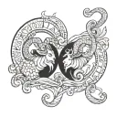 aries and pisces sign tattoo design idea