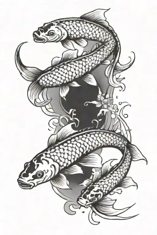 memory tattoo for loved one that fished. 2 koi fish.  tattoo design idea