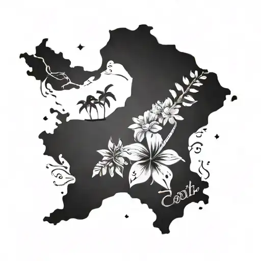 Costa Rica et Réunion island minimaliste  tattoo design idea