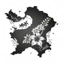 Costa Rica et Réunion island minimaliste  tattoo design idea