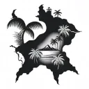 Costa Rica et Réunion island minimaliste  tattoo design idea