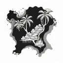 Costa Rica et Réunion island minimaliste  tattoo design idea