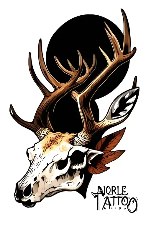 deer skull tattoo design idea