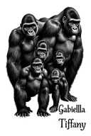 "Gabriella Tiffany" tribal gorilla family 1 silverbacks and 2 young tattoo design idea