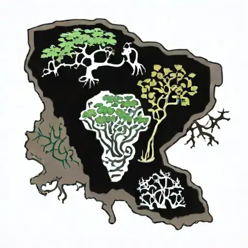 Africa as a root growing into Haiti as the tree tattoo design idea